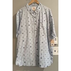 Levis Shirt Short Sleeve Cotton Button Up Geometric Print Mens‎ 3XB New